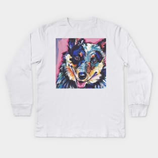 Australian Cattle Dog Bright colorful pop dog art Kids Long Sleeve T-Shirt